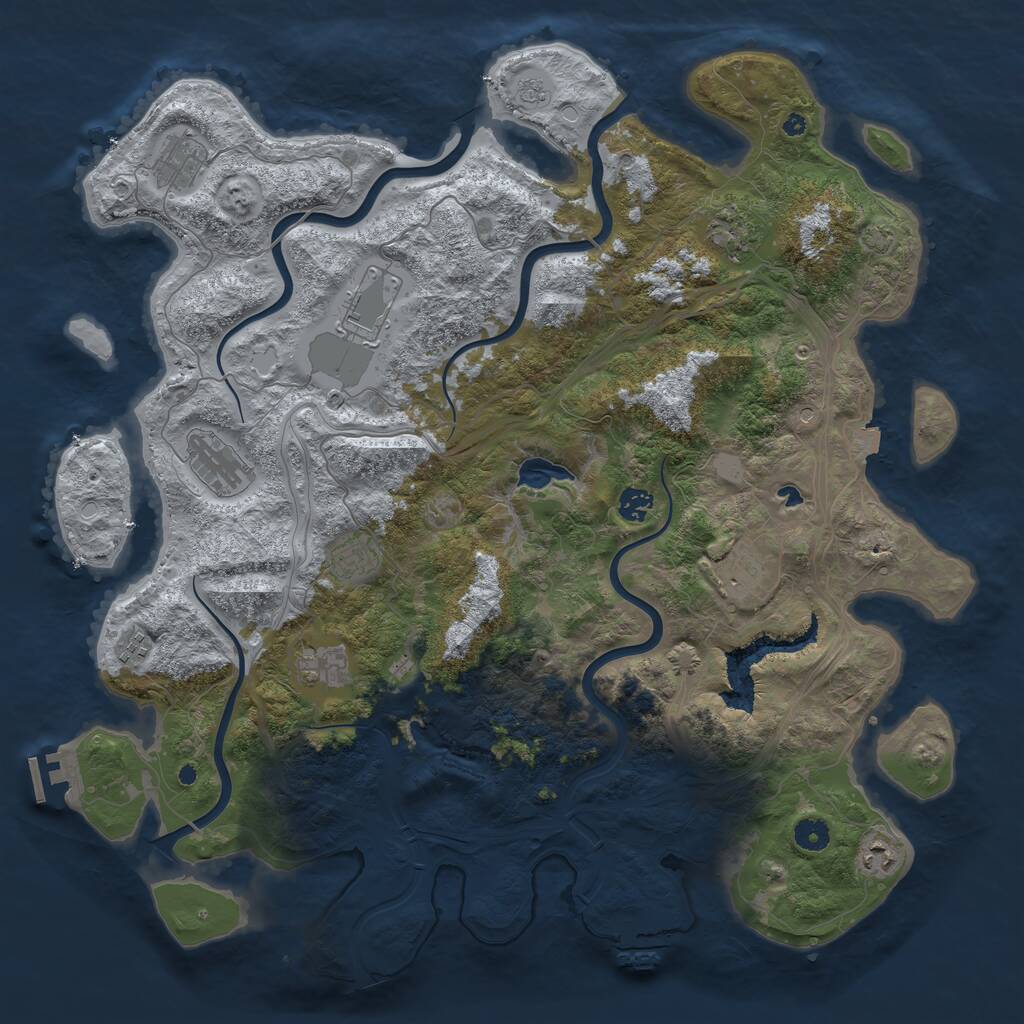 Rust Map: Procedural Map, Size: 4500, Seed: 1197692271, 16 Monuments