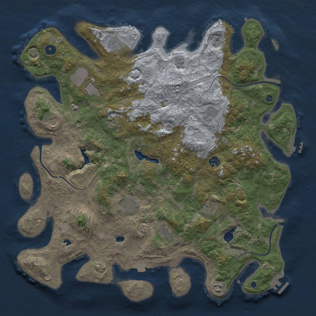 Rust Map: Procedural Map, Size: 4500, Seed: 390908530, 17 Monuments