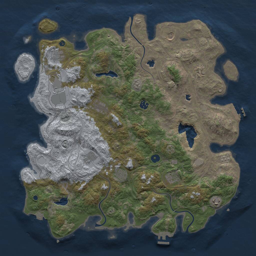 Rust Map: Procedural Map, Size: 4500, Seed: 1289723286, 17 Monuments