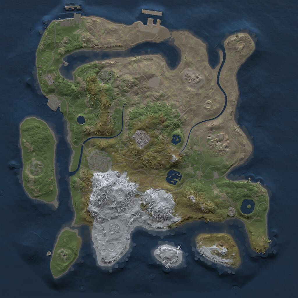 Rust Map: Procedural Map, Size: 3000, Seed: 772644178, 9 Monuments
