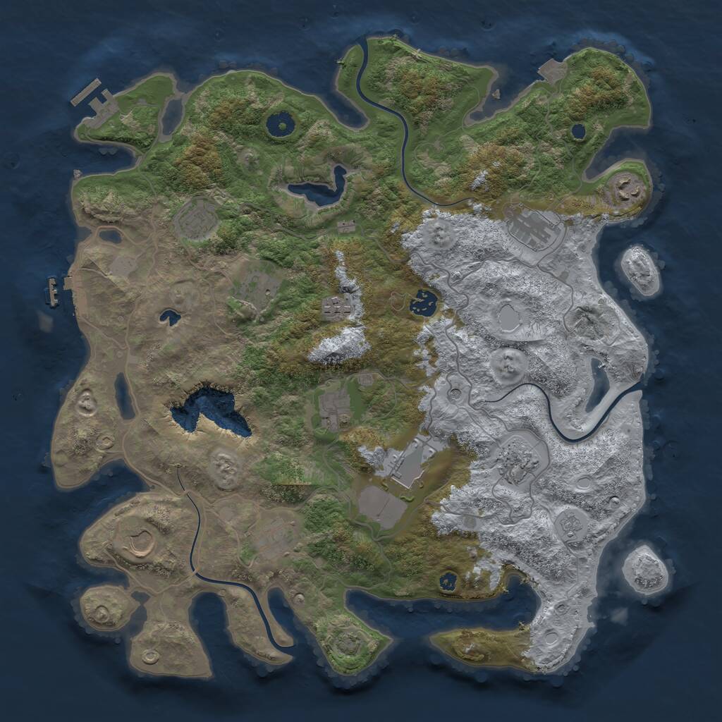 Rust Map: Procedural Map, Size: 4050, Seed: 1005382732, 17 Monuments