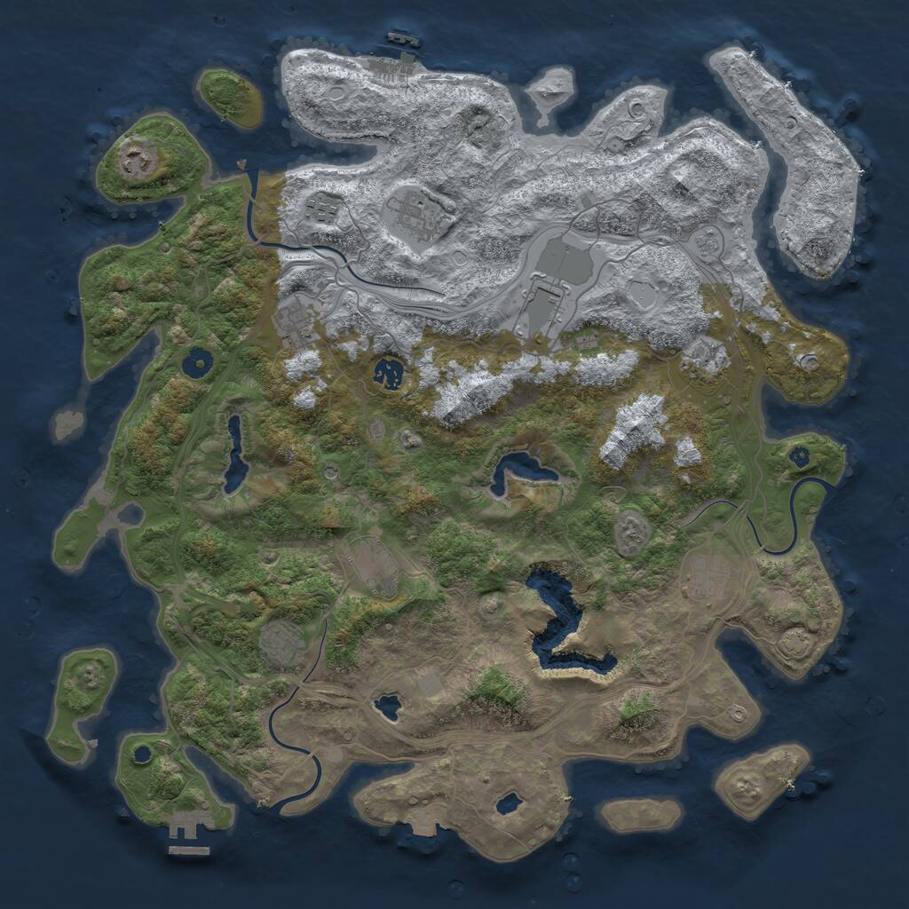 Rust Map: Procedural Map, Size: 4500, Seed: 1879193049, 16 Monuments