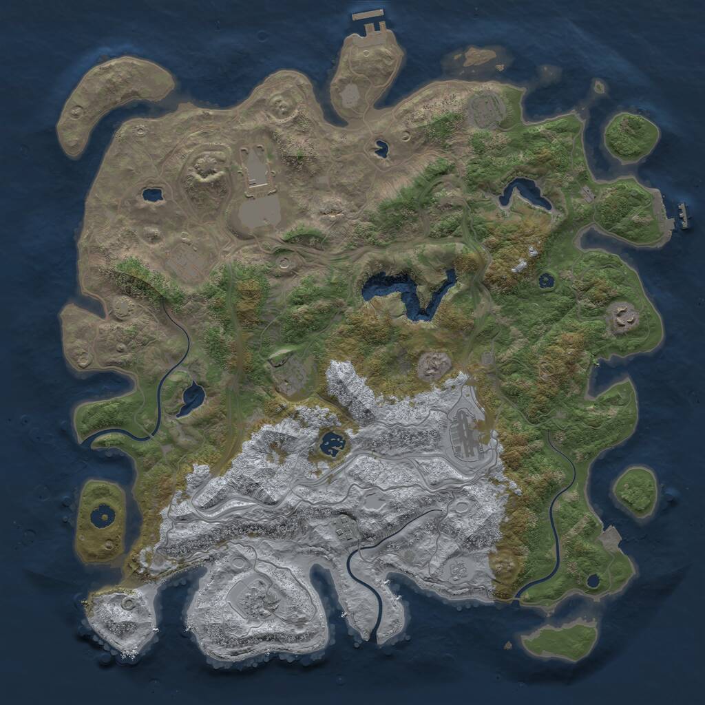 Rust Map: Procedural Map, Size: 4500, Seed: 1257001643, 15 Monuments