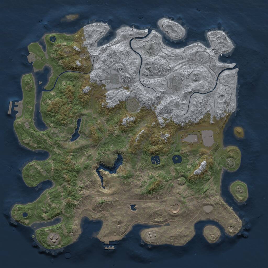 Rust Map: Procedural Map, Size: 4250, Seed: 1136698166, 14 Monuments