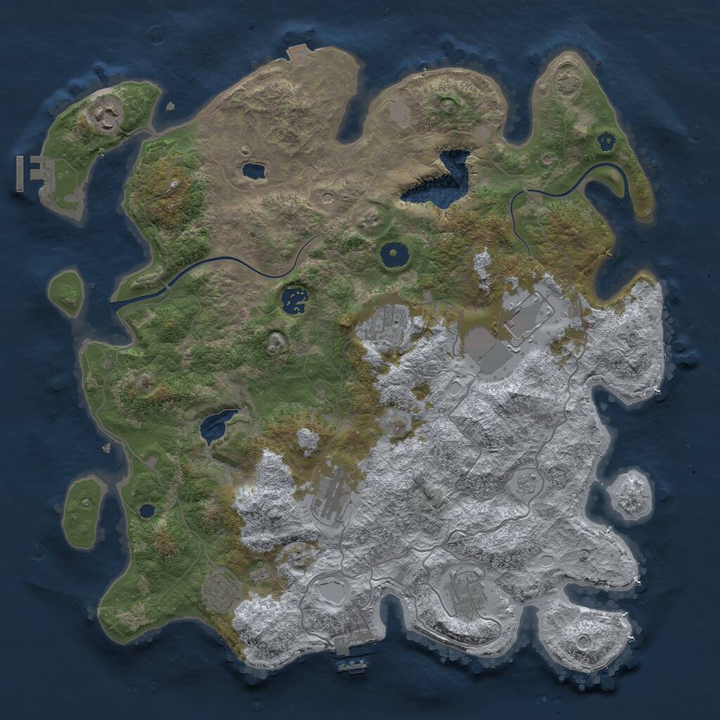 Rust Map: Procedural Map, Size: 4000, Seed: 136968999, 13 Monuments