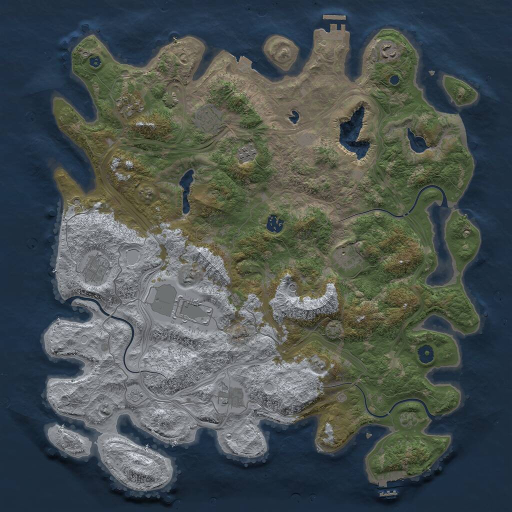 Rust Map: Procedural Map, Size: 4500, Seed: 1787705117, 15 Monuments