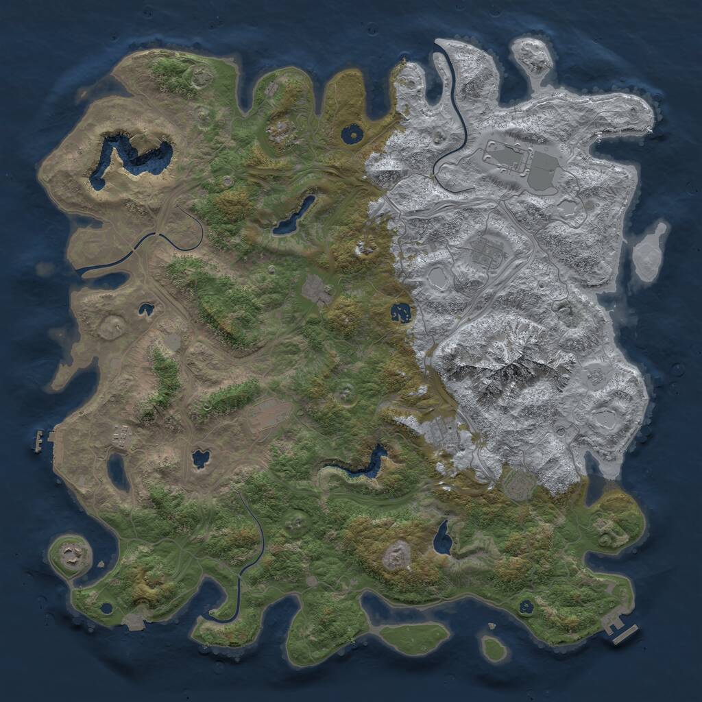 Rust Map: Procedural Map, Size: 5000, Seed: 11345, 16 Monuments