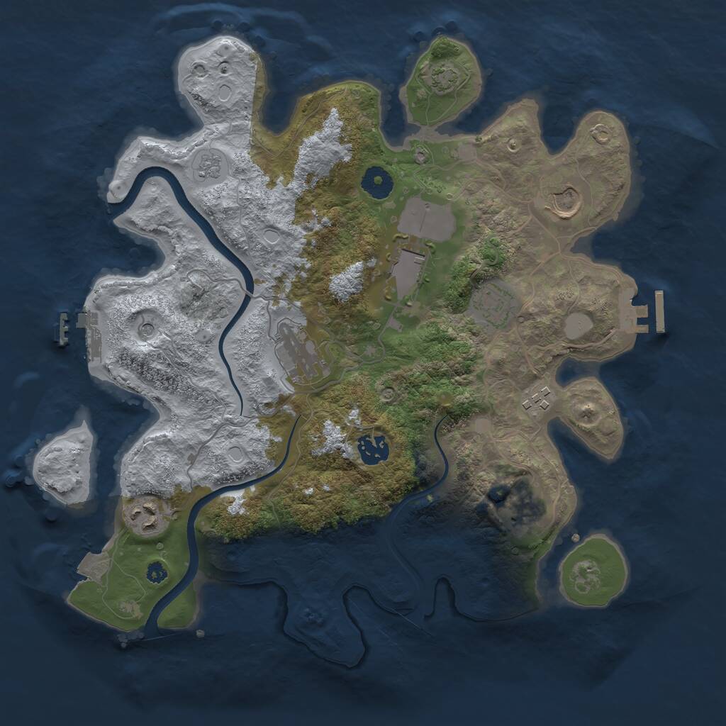 Rust Map: Procedural Map, Size: 3500, Seed: 737258743, 14 Monuments