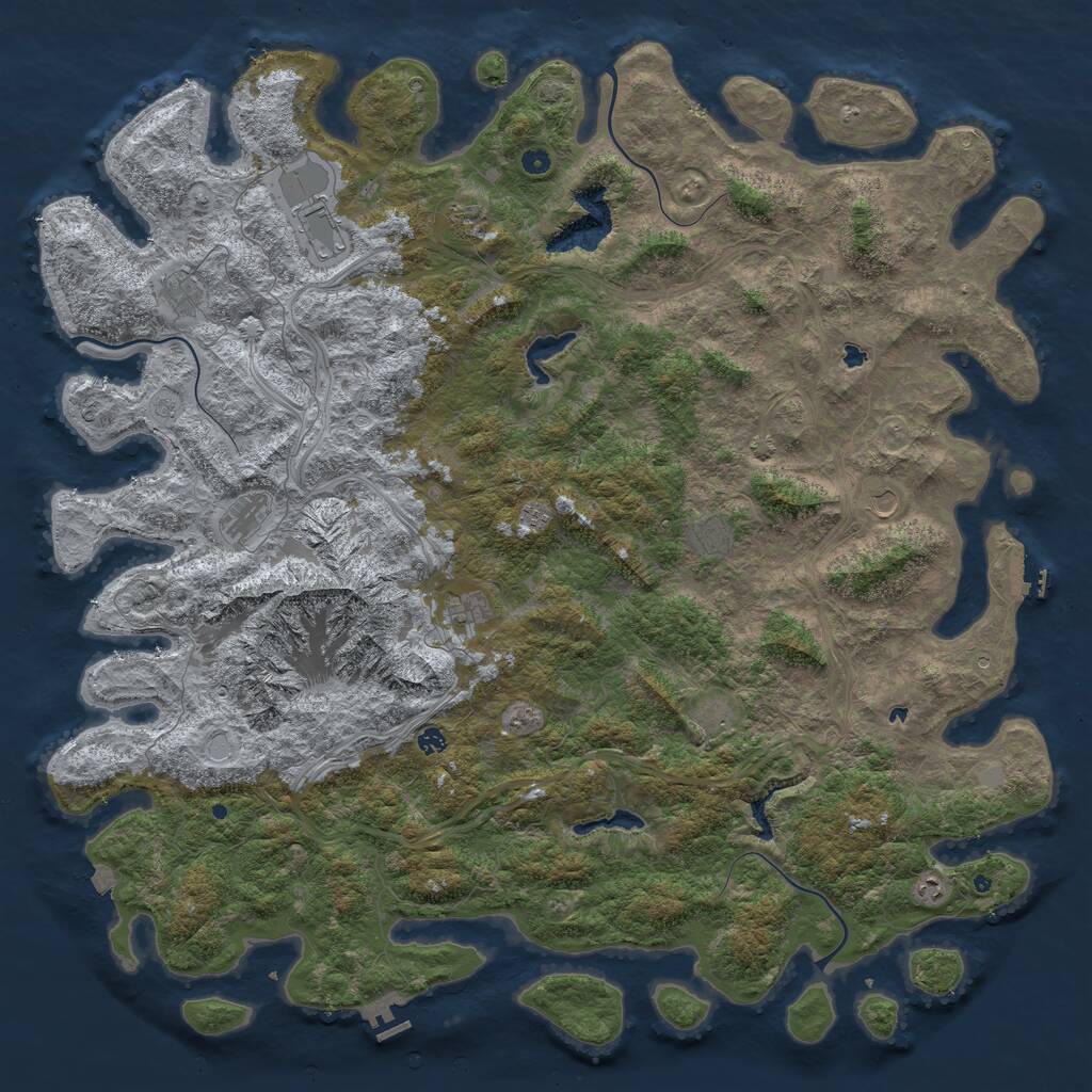 Rust Map: Procedural Map, Size: 6000, Seed: 4718, 17 Monuments