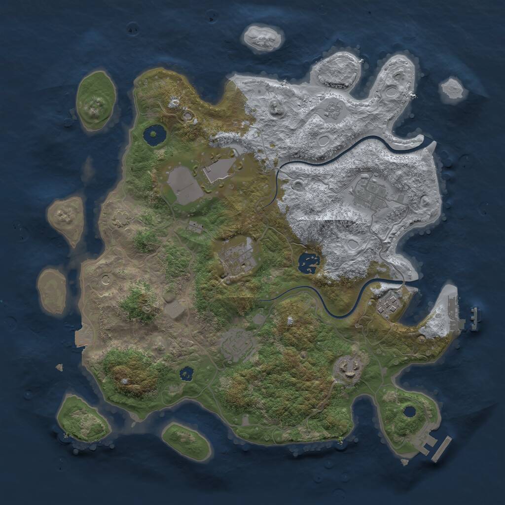 Rust Map: Procedural Map, Size: 3500, Seed: 678983377, 13 Monuments