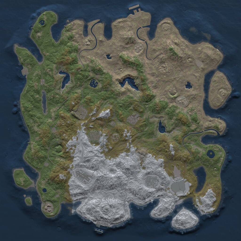 Rust Map: Procedural Map, Size: 4500, Seed: 2107497953, 16 Monuments