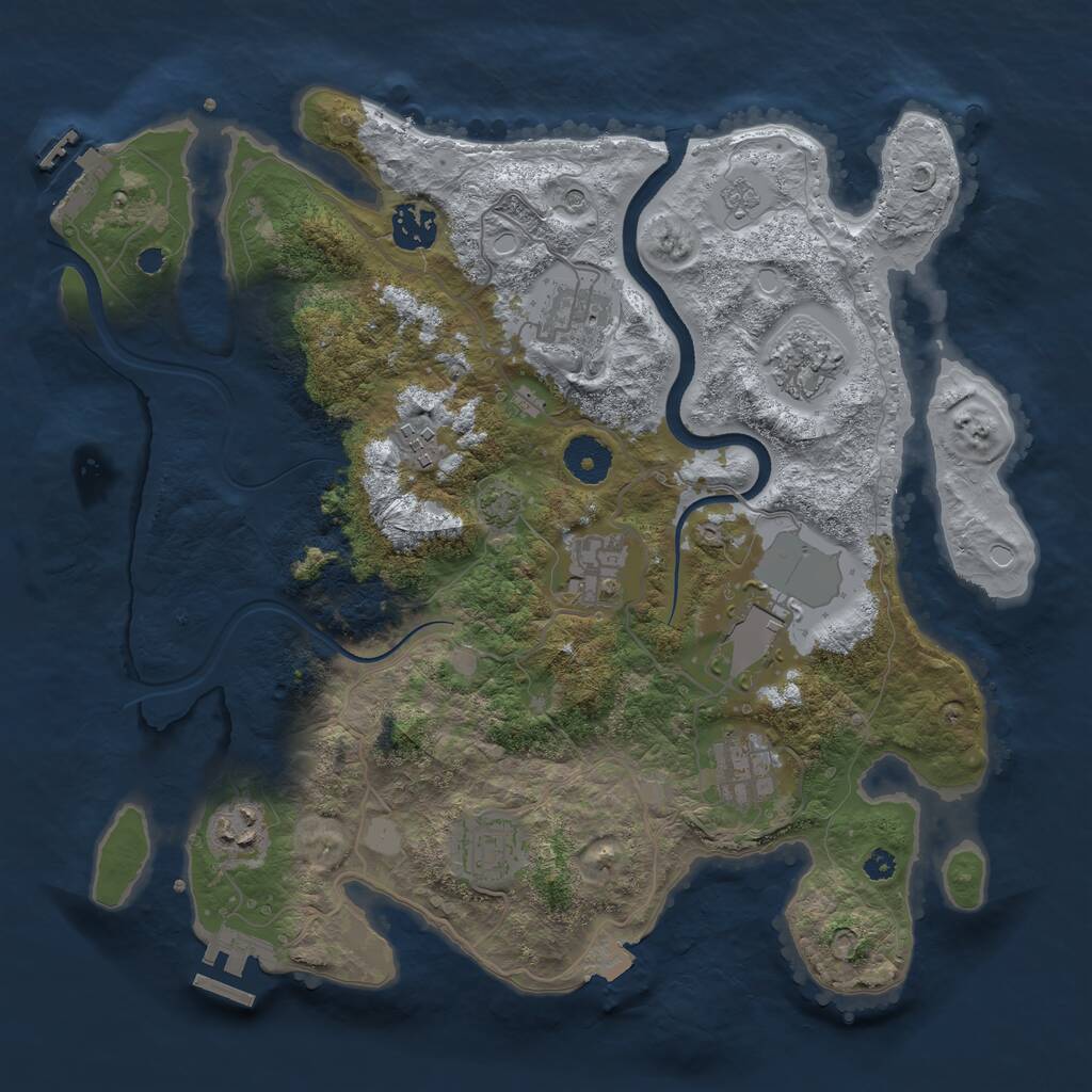 Rust Map: Procedural Map, Size: 3500, Seed: 429314037, 15 Monuments