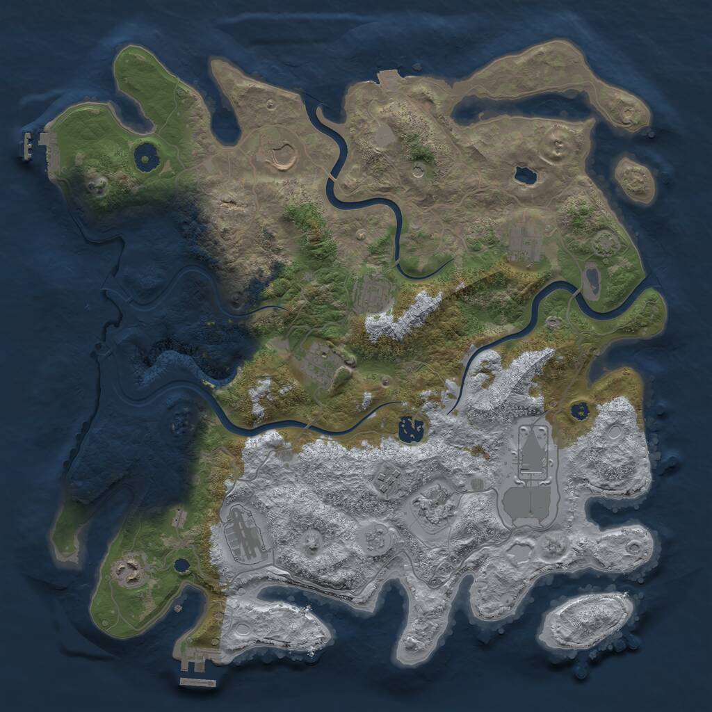 Rust Map: Procedural Map, Size: 4000, Seed: 1843952257, 16 Monuments