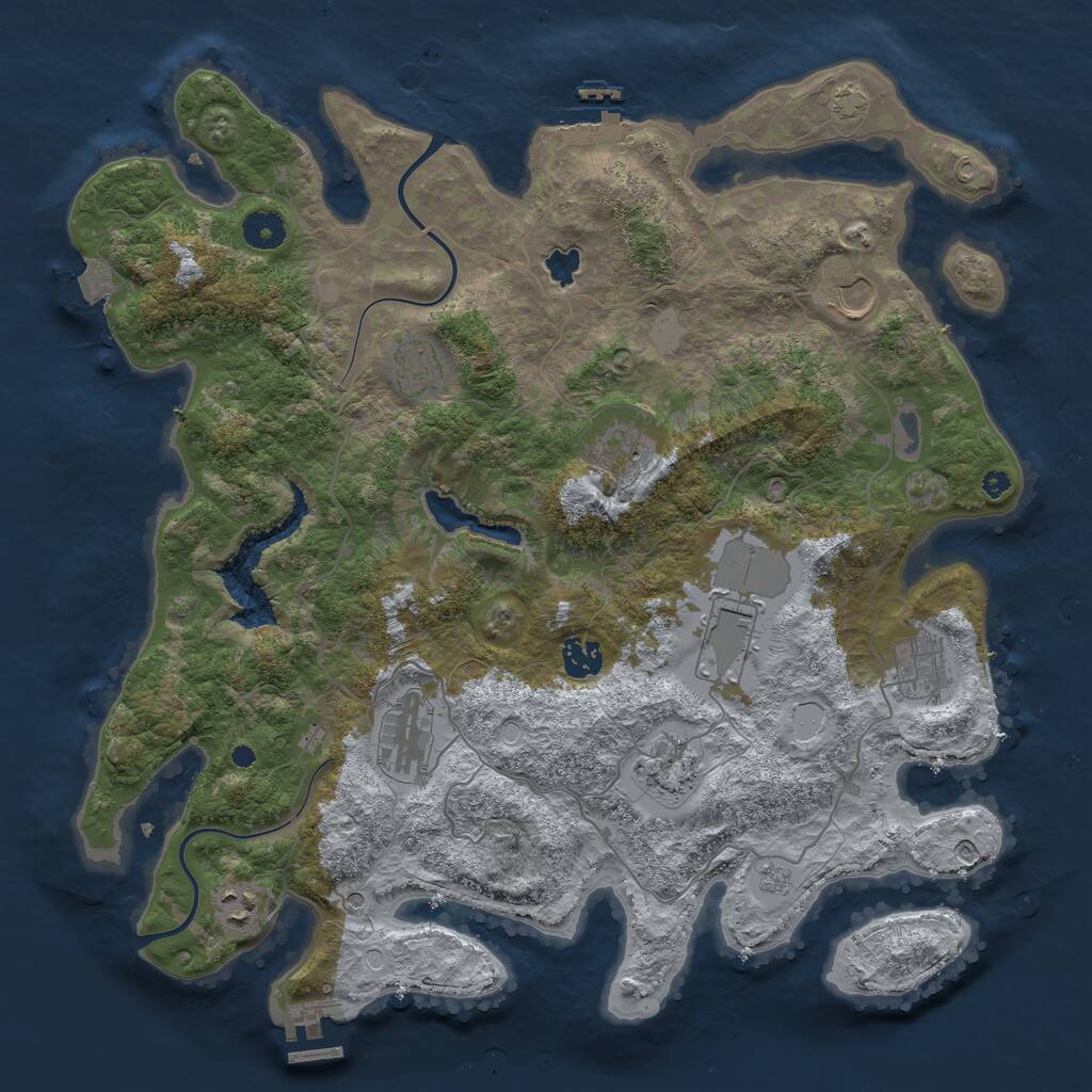 Rust Map: Procedural Map, Size: 4000, Seed: 1843952257, 15 Monuments