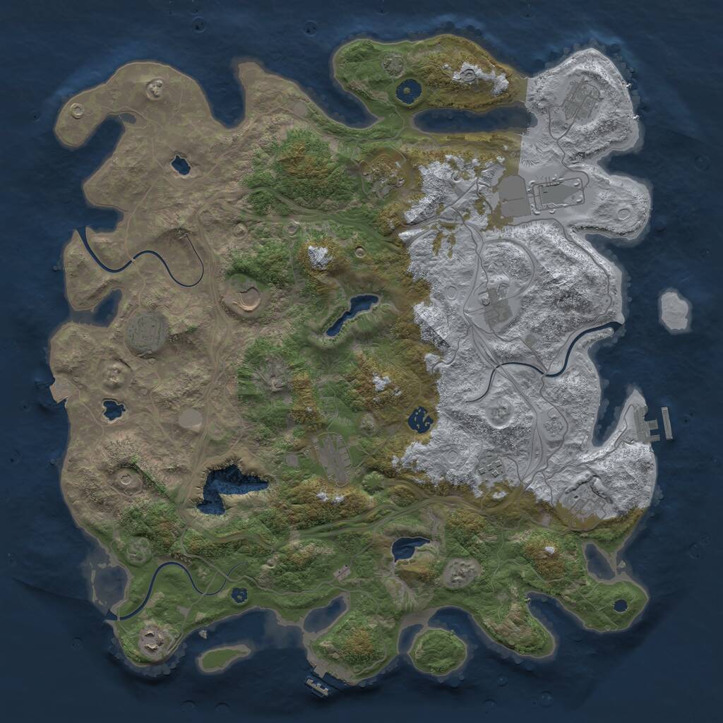 Rust Map: Procedural Map, Size: 4500, Seed: 1374553415, 17 Monuments