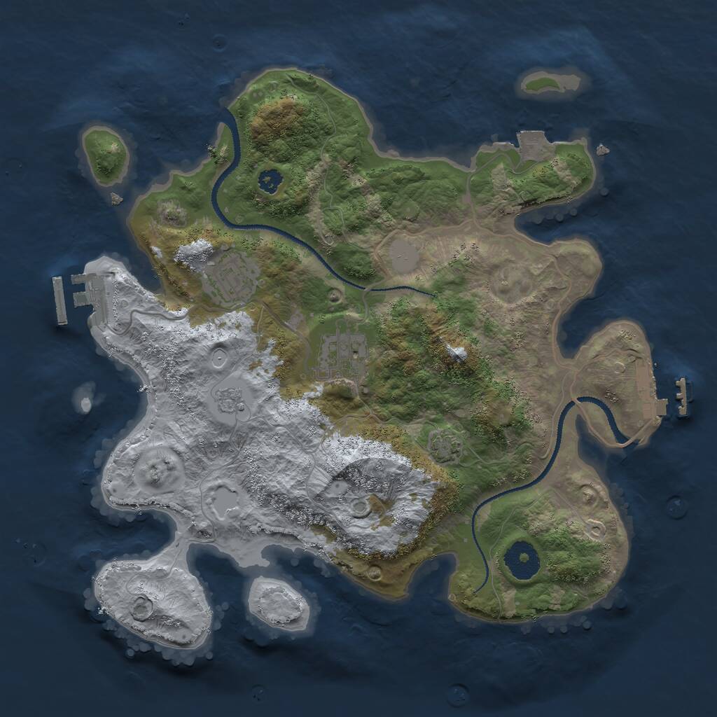 Rust Map: Procedural Map, Size: 3000, Seed: 31094234, 7 Monuments