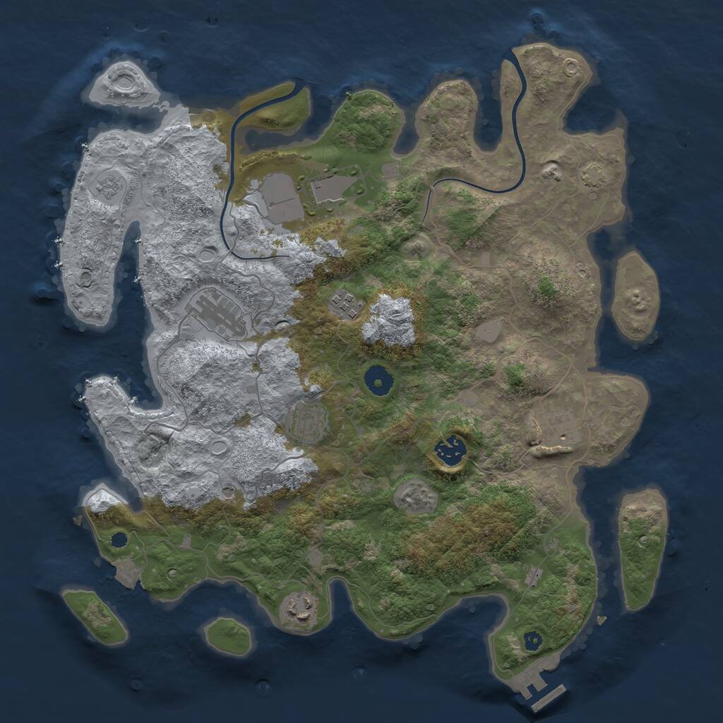 Rust Map: Procedural Map, Size: 3750, Seed: 10200239, 12 Monuments