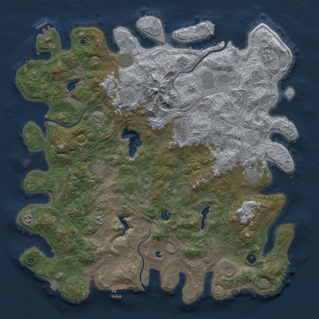 Rust Map: Procedural Map, Size: 5000, Seed: 1194316994, 17 Monuments