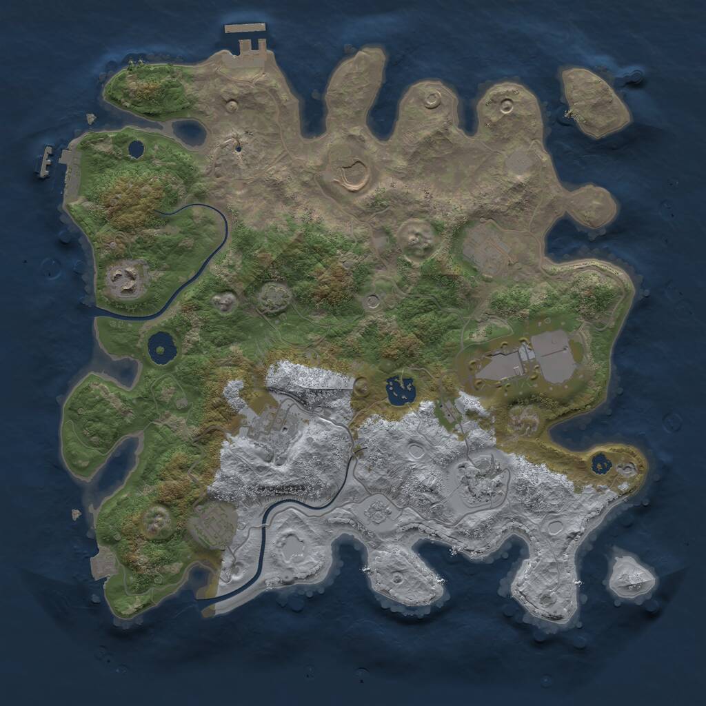 Rust Map: Procedural Map, Size: 3500, Seed: 321549384, 14 Monuments