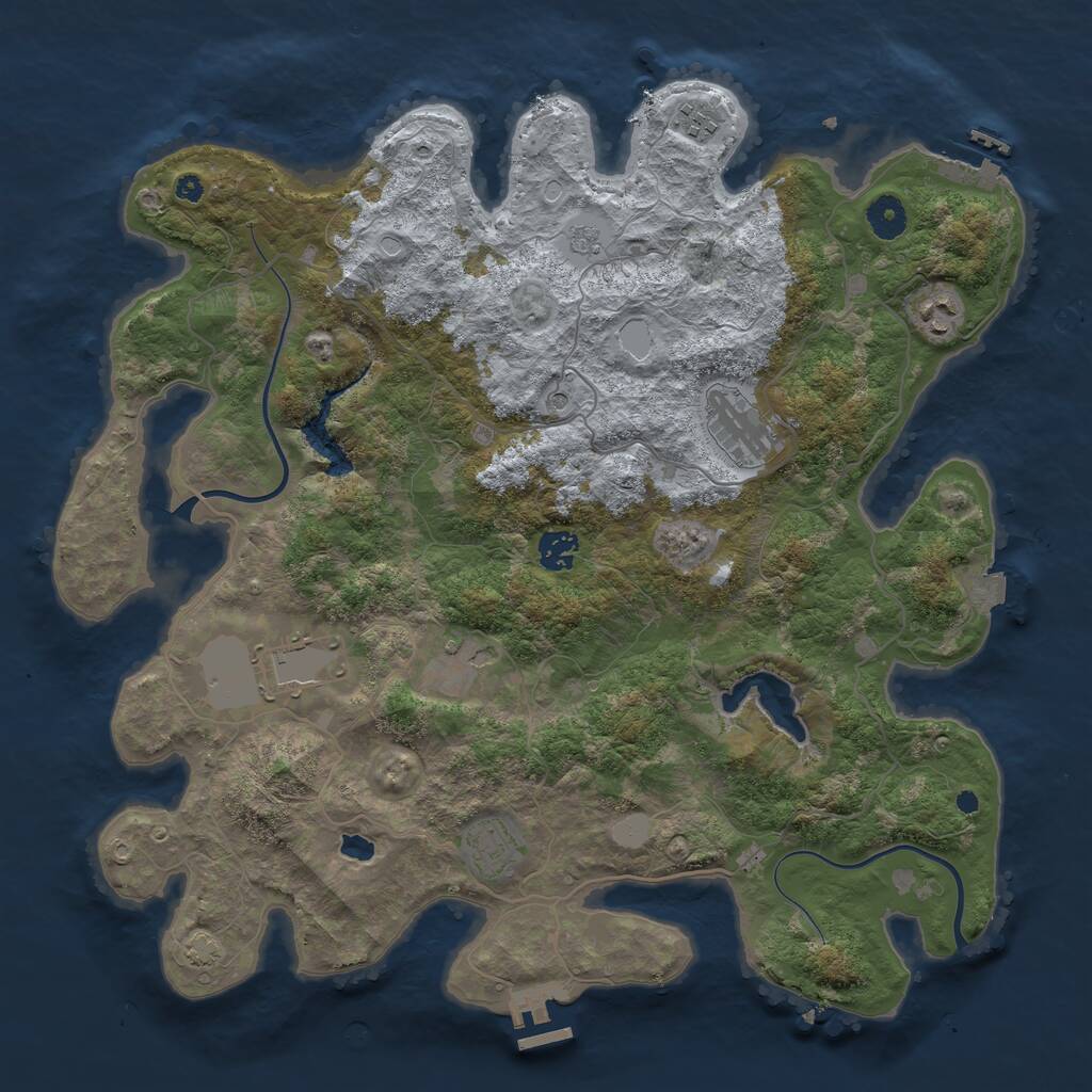 Rust Map: Procedural Map, Size: 4000, Seed: 381903165, 13 Monuments