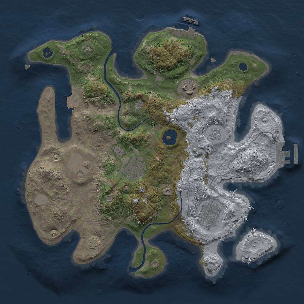 Rust Map: Procedural Map, Size: 3000, Seed: 456456456, 10 Monuments