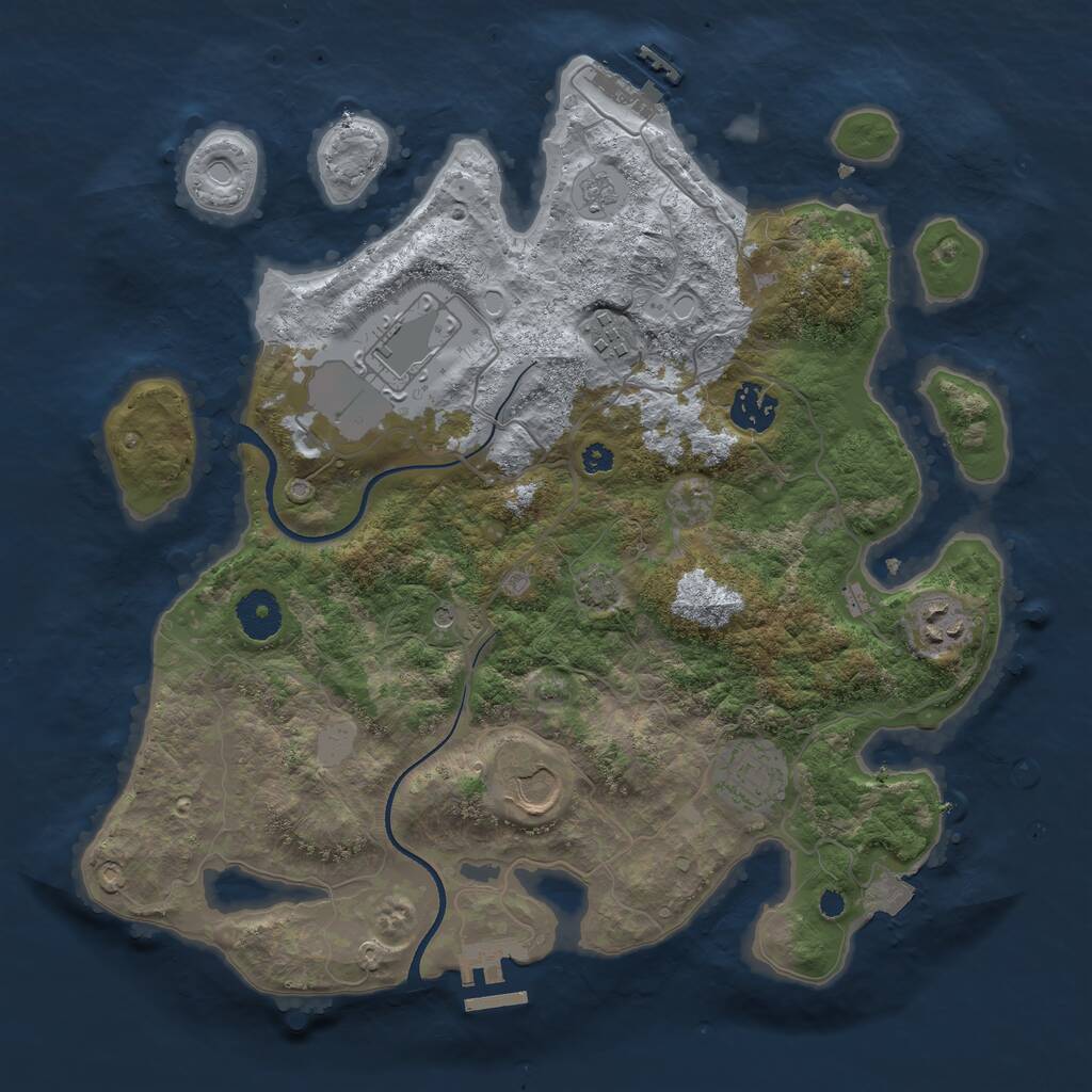 Rust Map: Procedural Map, Size: 3500, Seed: 305830666, 12 Monuments