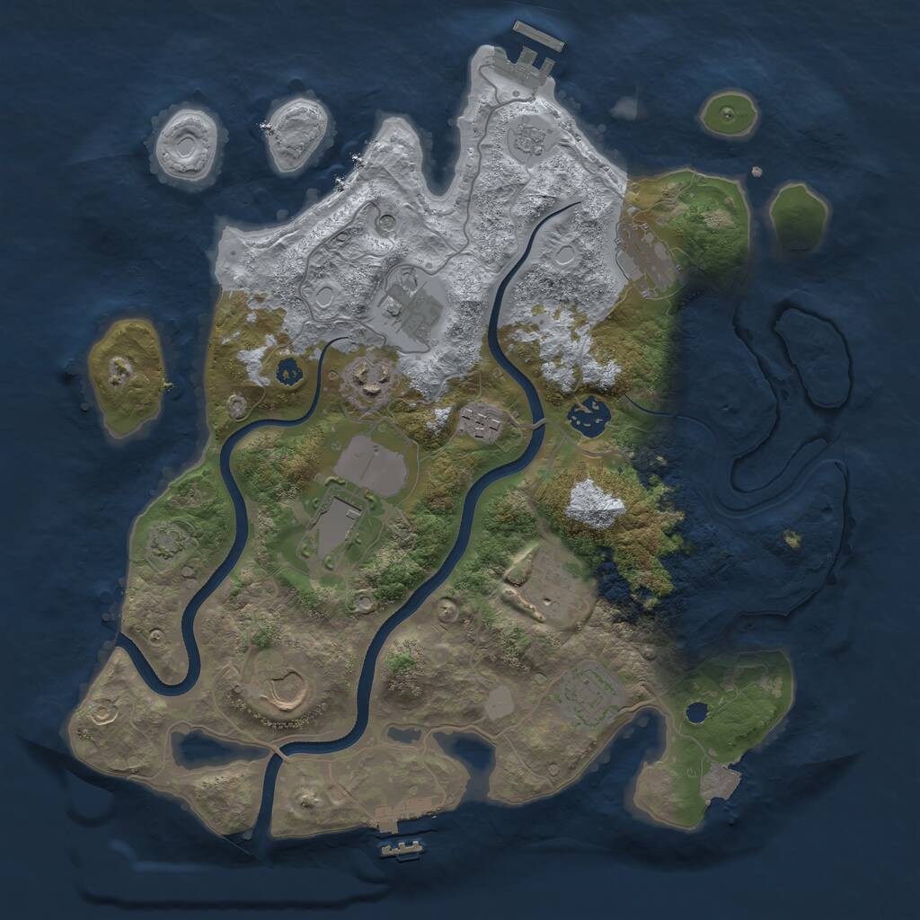Rust Map: Procedural Map, Size: 3500, Seed: 305830666, 15 Monuments