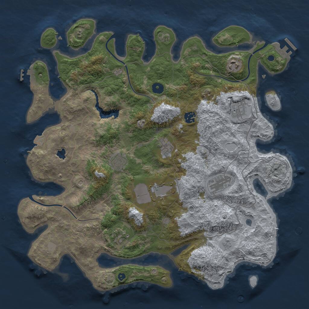 Rust Map: Procedural Map, Size: 4050, Seed: 583755026, 14 Monuments