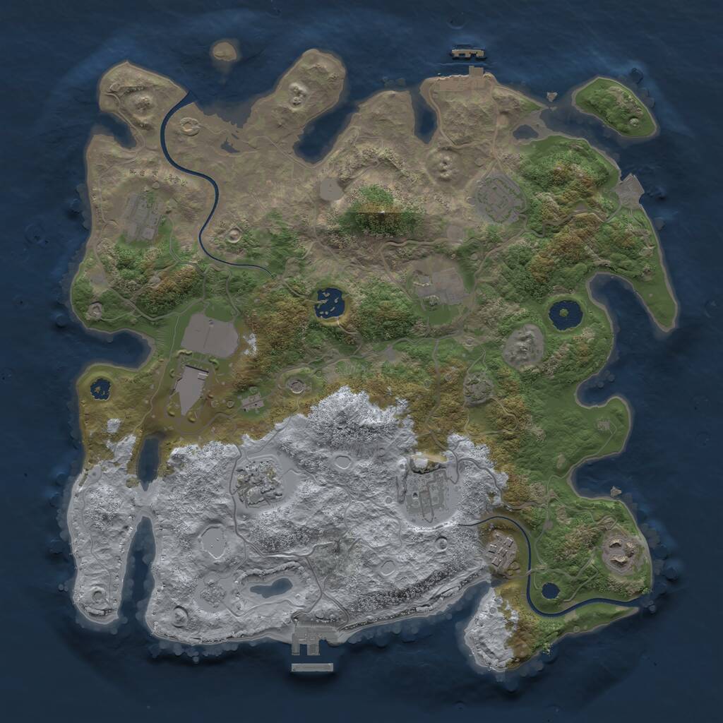 Rust Map: Procedural Map, Size: 3500, Seed: 35452165, 15 Monuments