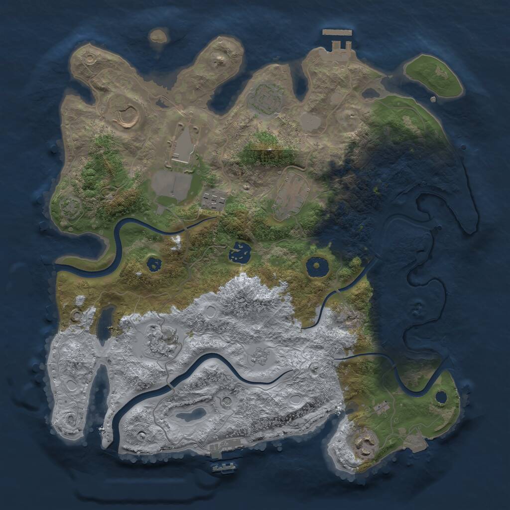 Rust Map: Procedural Map, Size: 3500, Seed: 35452165, 14 Monuments