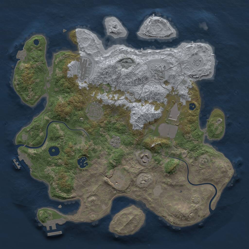 Rust Map: Procedural Map, Size: 3500, Seed: 558479693, 14 Monuments