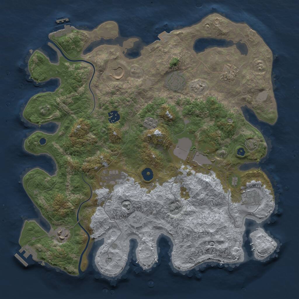 Rust Map: Procedural Map, Size: 3700, Seed: 1942810680, 15 Monuments