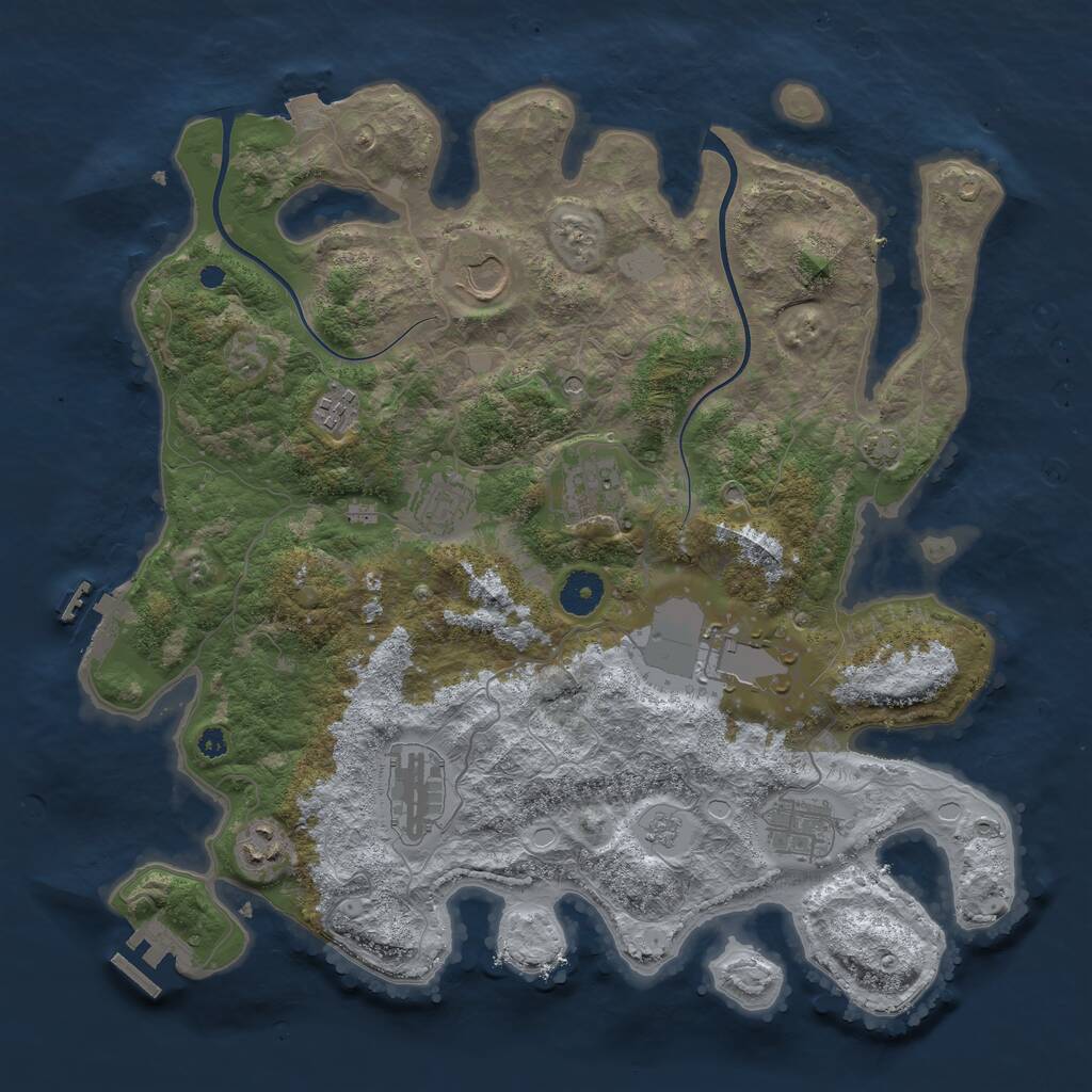 Rust Map: Procedural Map, Size: 3750, Seed: 1102307127, 14 Monuments