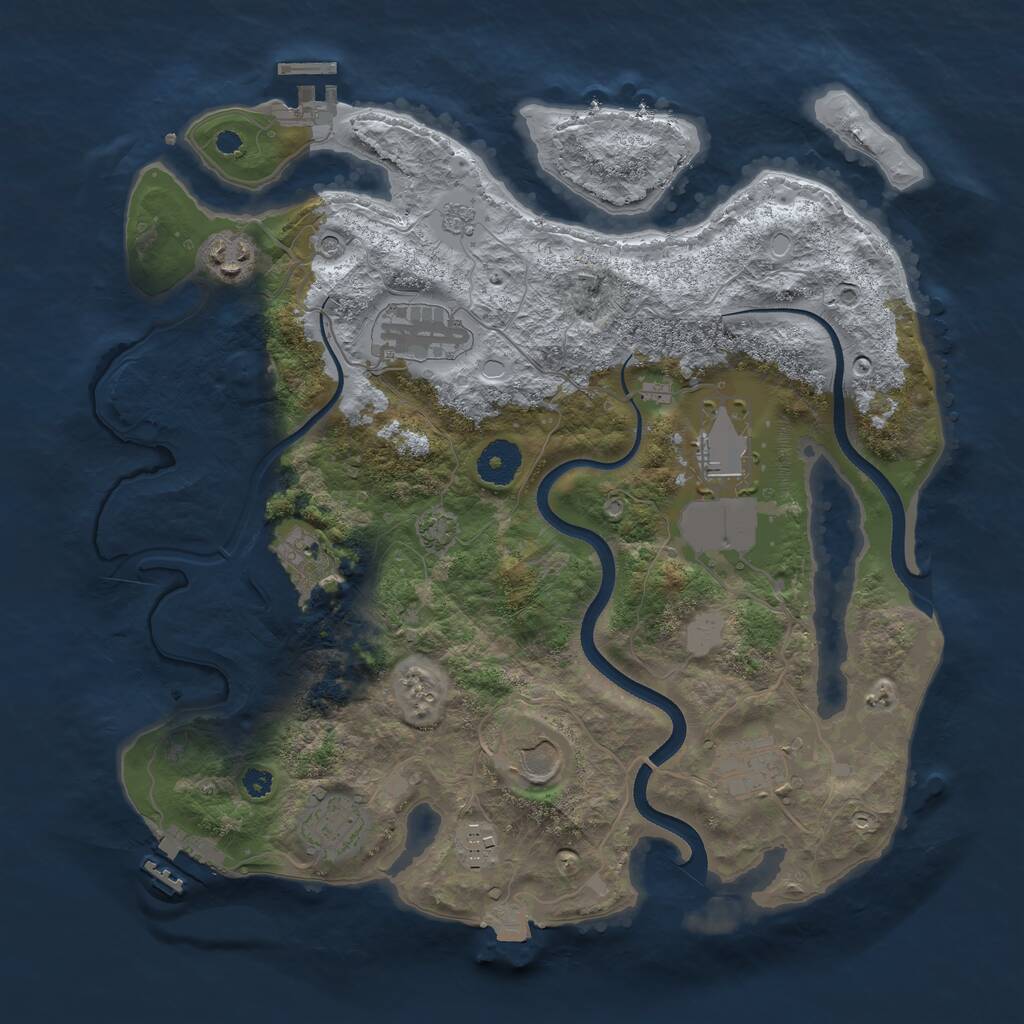 Rust Map: Procedural Map, Size: 3500, Seed: 1353564589, 14 Monuments