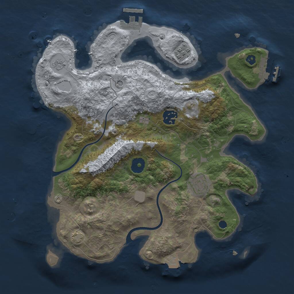 Rust Map: Procedural Map, Size: 3000, Seed: 16798, 9 Monuments