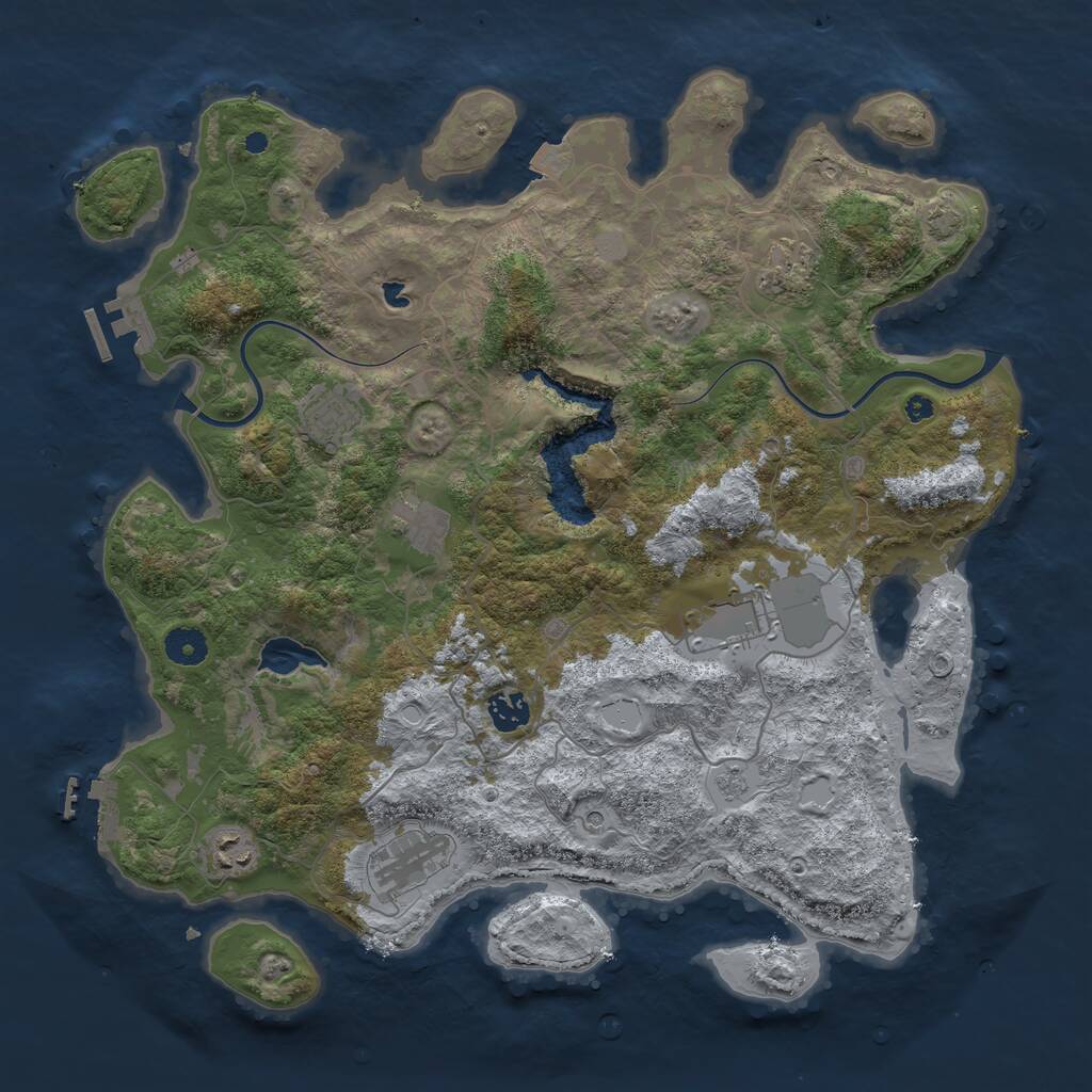 Rust Map: Procedural Map, Size: 4000, Seed: 193898007, 13 Monuments