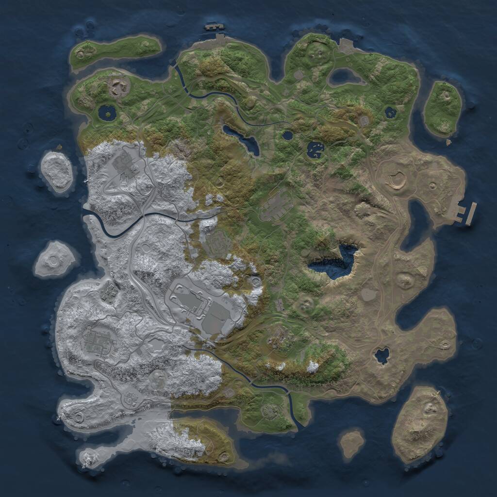 Rust Map: Procedural Map, Size: 4250, Seed: 469502, 16 Monuments