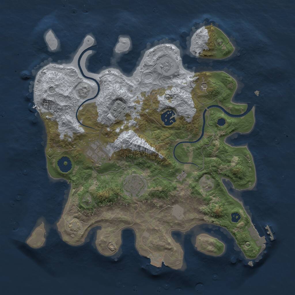 Rust Map: Procedural Map, Size: 3000, Seed: 9554597, 9 Monuments