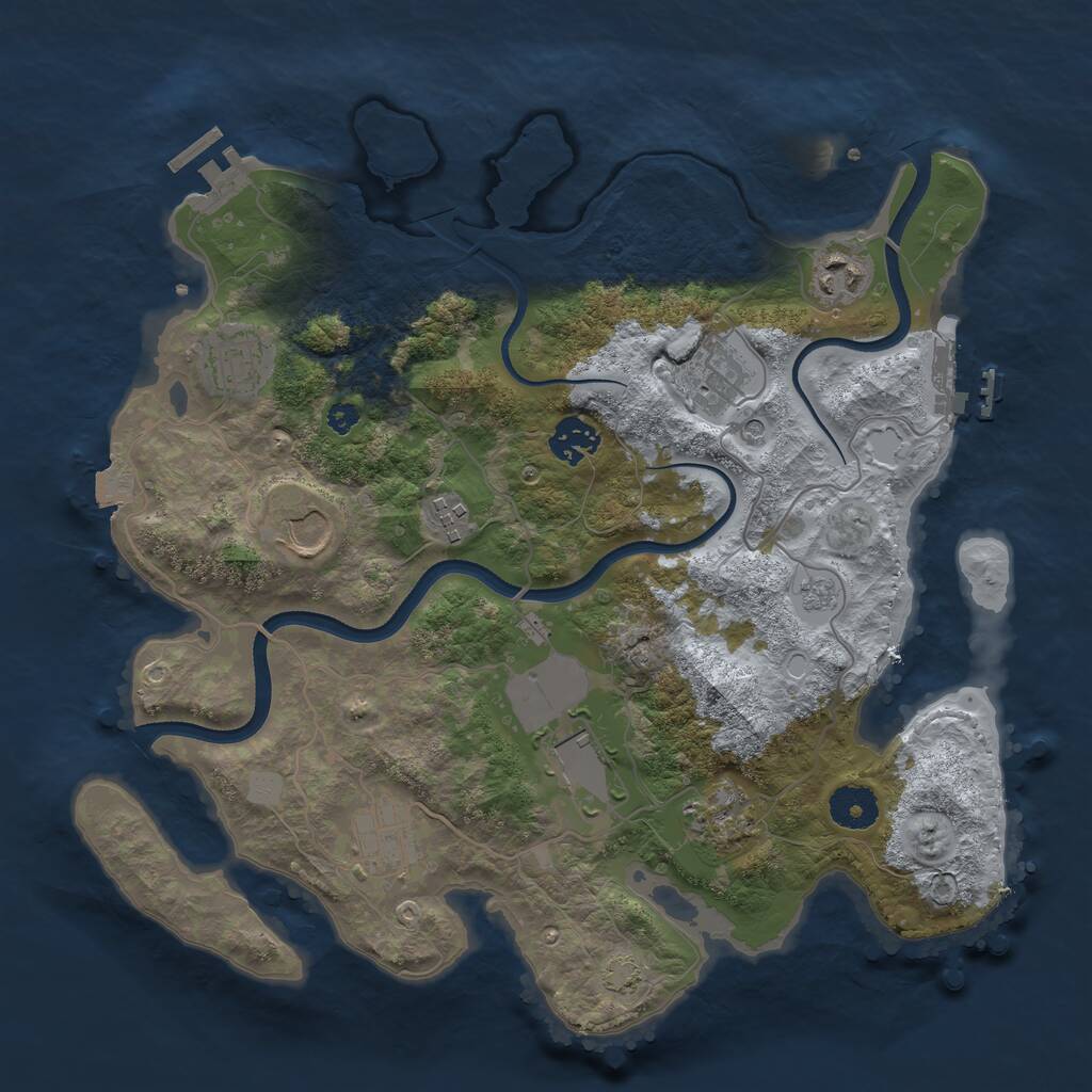 Rust Map: Procedural Map, Size: 3500, Seed: 1520383105, 15 Monuments