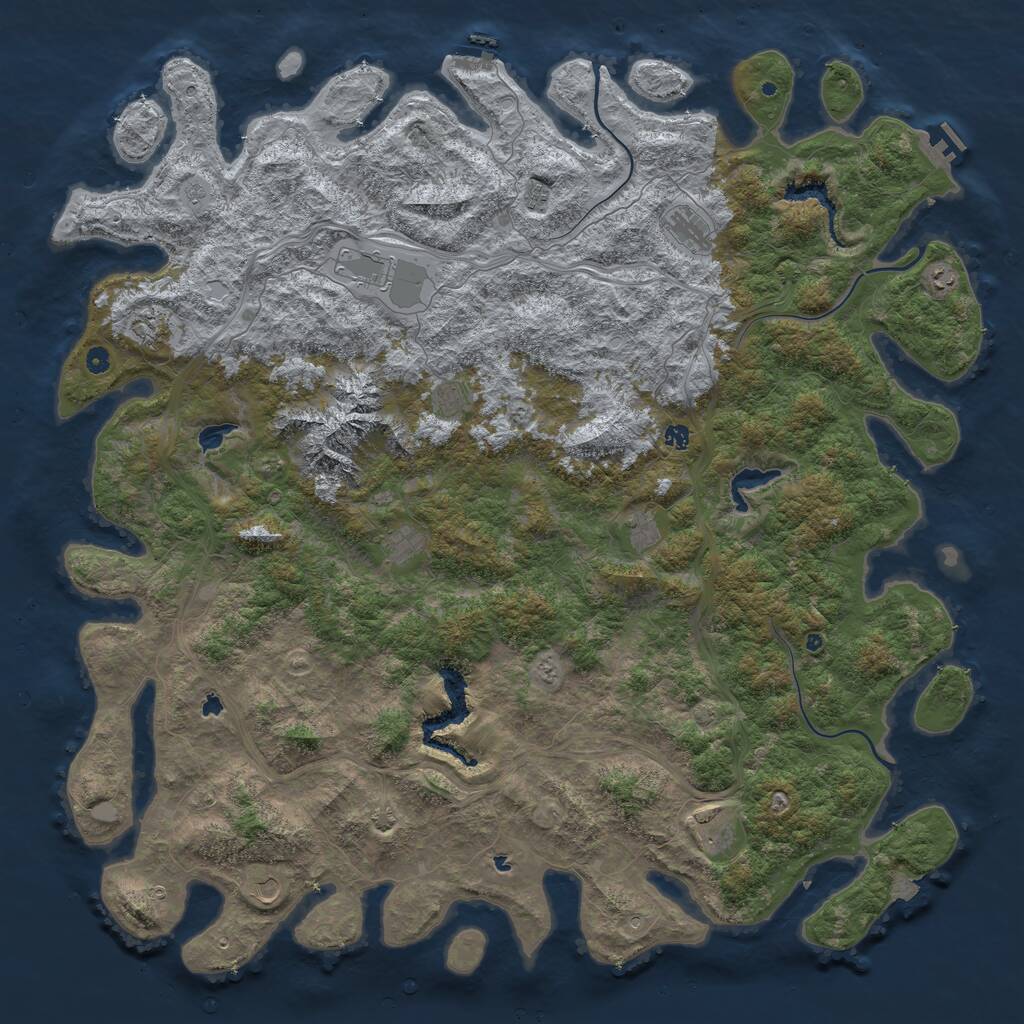 Rust Map: Procedural Map, Size: 6000, Seed: 592813065, 17 Monuments