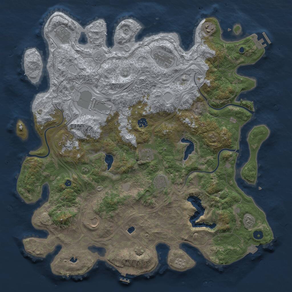 Rust Map: Procedural Map, Size: 4500, Seed: 372162461, 16 Monuments