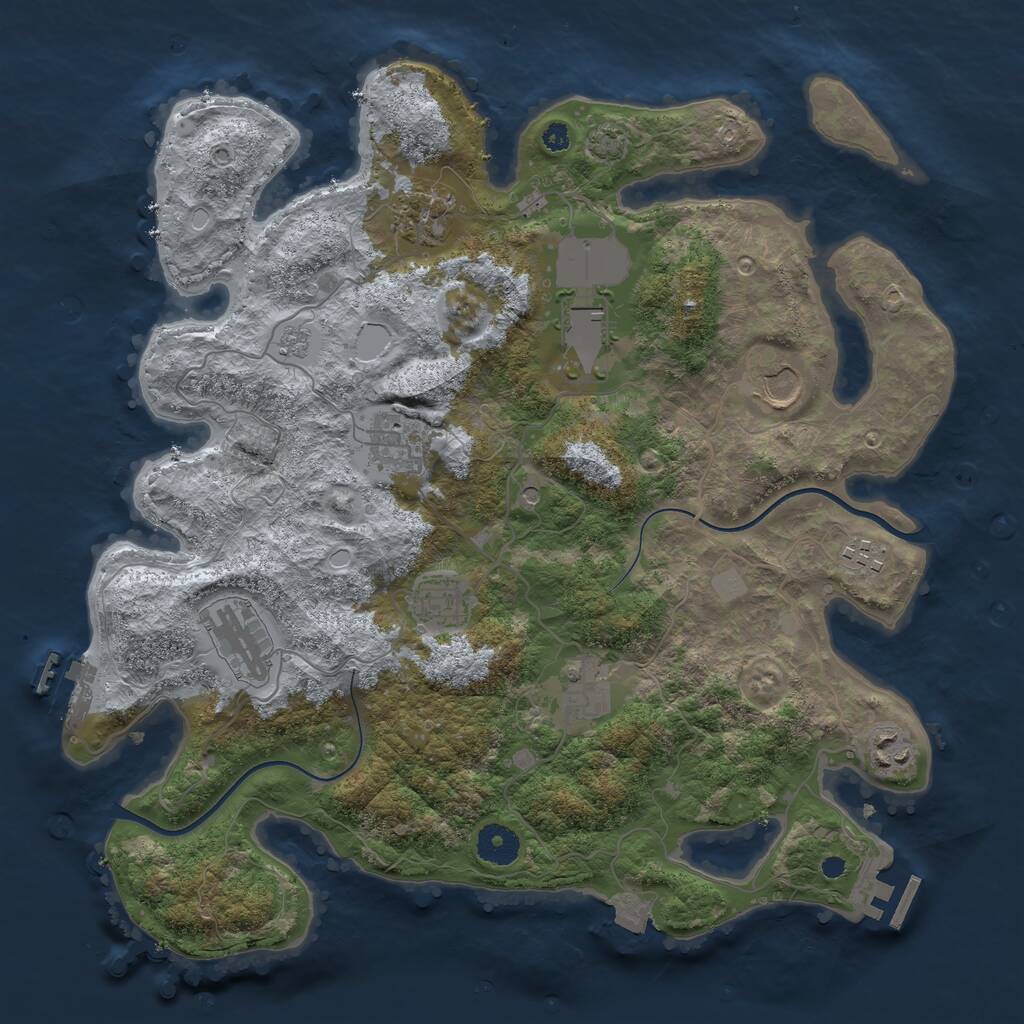 Rust Map: Procedural Map, Size: 3700, Seed: 728285192, 15 Monuments