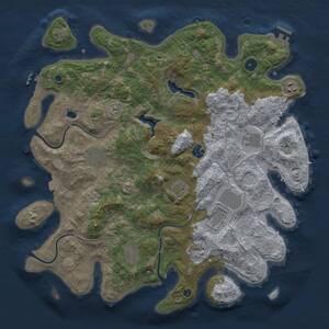 Thumbnail Rust Map: Procedural Map, Size: 4100, Seed: 91369110, 15 Monuments