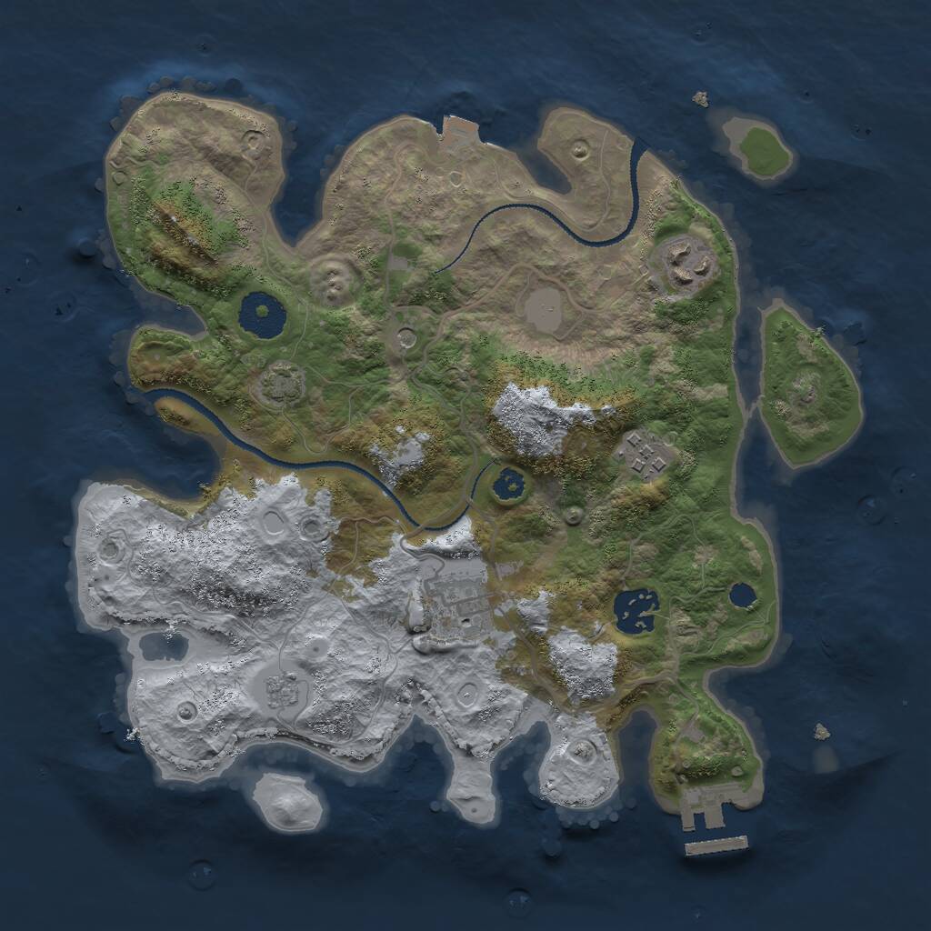 Rust Map: Procedural Map, Size: 3000, Seed: 56789958, 9 Monuments