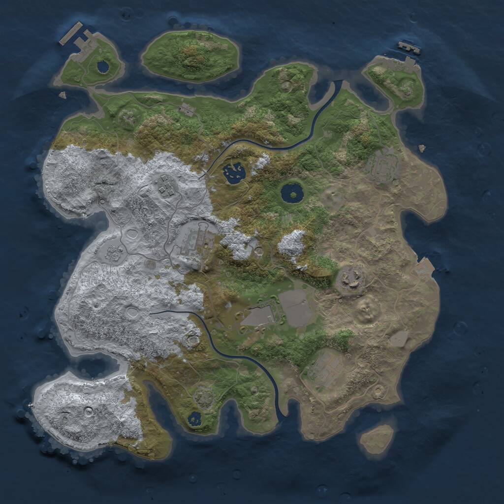 Rust Map: Procedural Map, Size: 3500, Seed: 1991984124, 13 Monuments