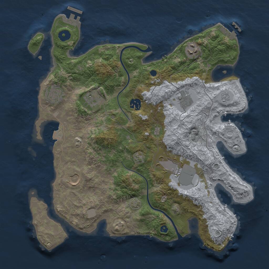 Rust Map: Procedural Map, Size: 3500, Seed: 508744485, 12 Monuments