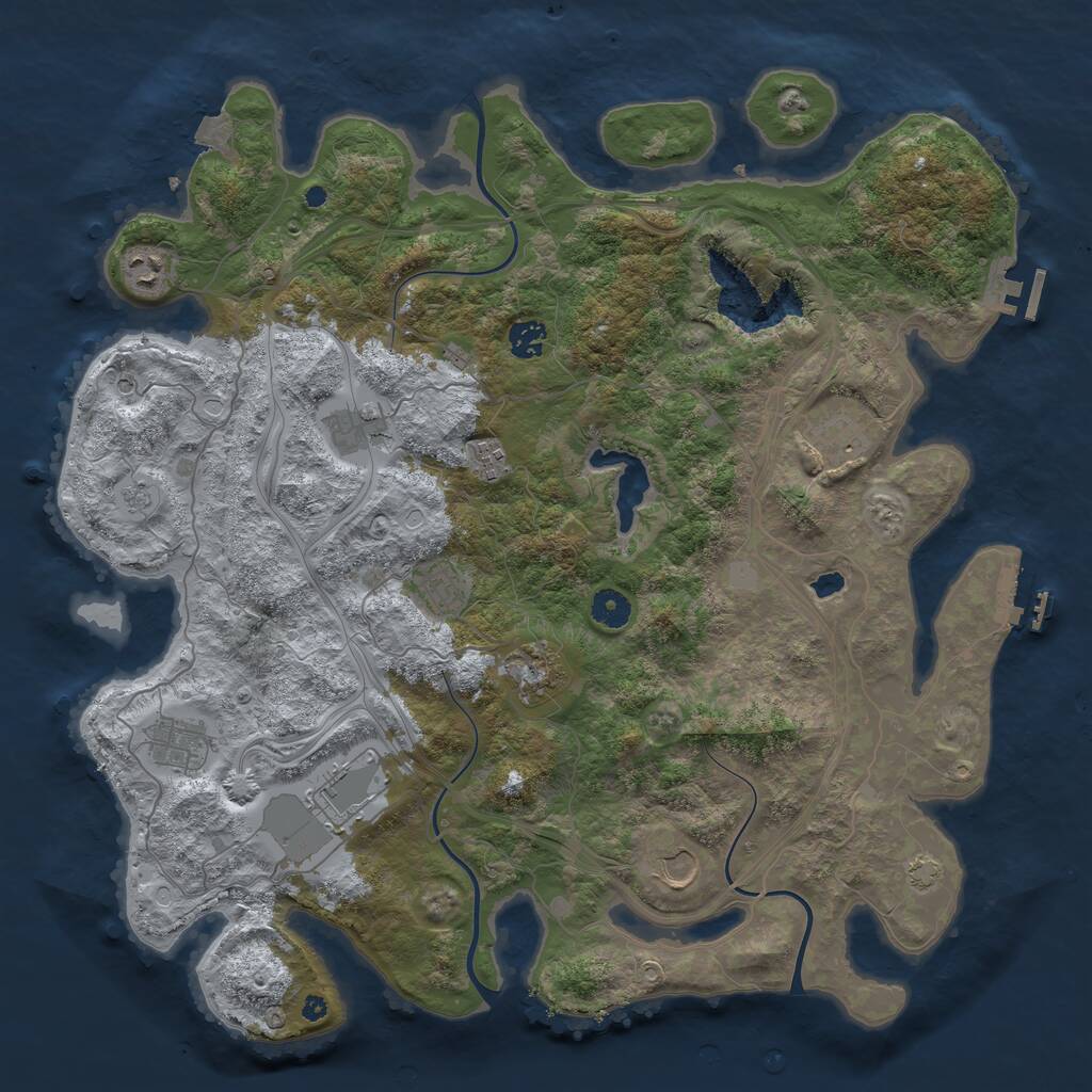 Rust Map: Procedural Map, Size: 4250, Seed: 428700211, 16 Monuments