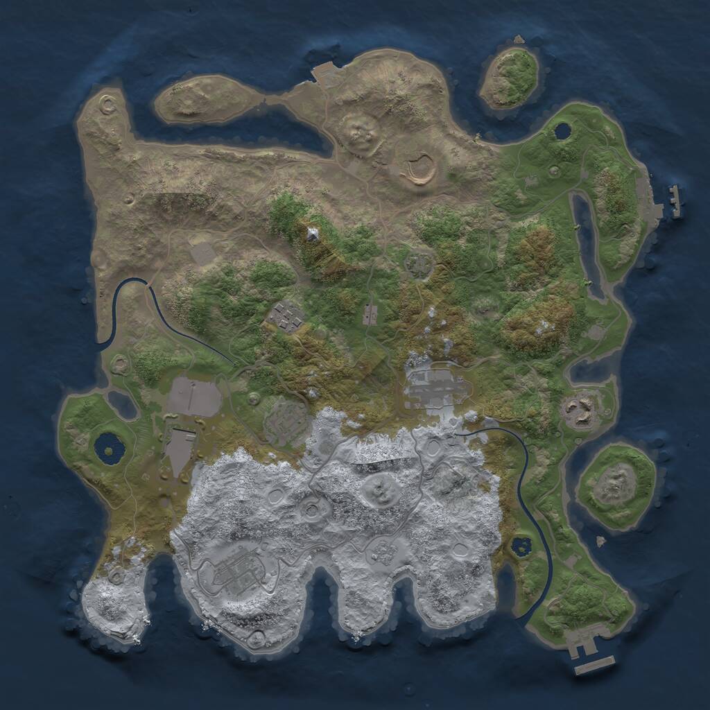 Rust Map: Procedural Map, Size: 3500, Seed: 1525930199, 13 Monuments