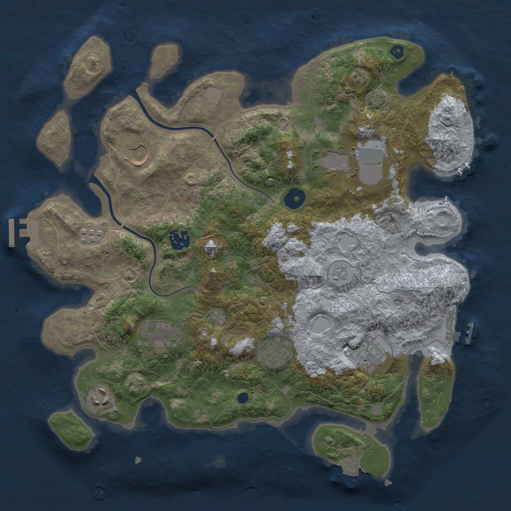 Rust Map: Procedural Map, Size: 3700, Seed: 608078994, 14 Monuments