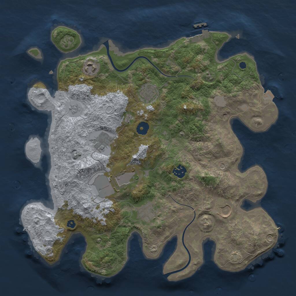 Rust Map: Procedural Map, Size: 3500, Seed: 932961114, 12 Monuments